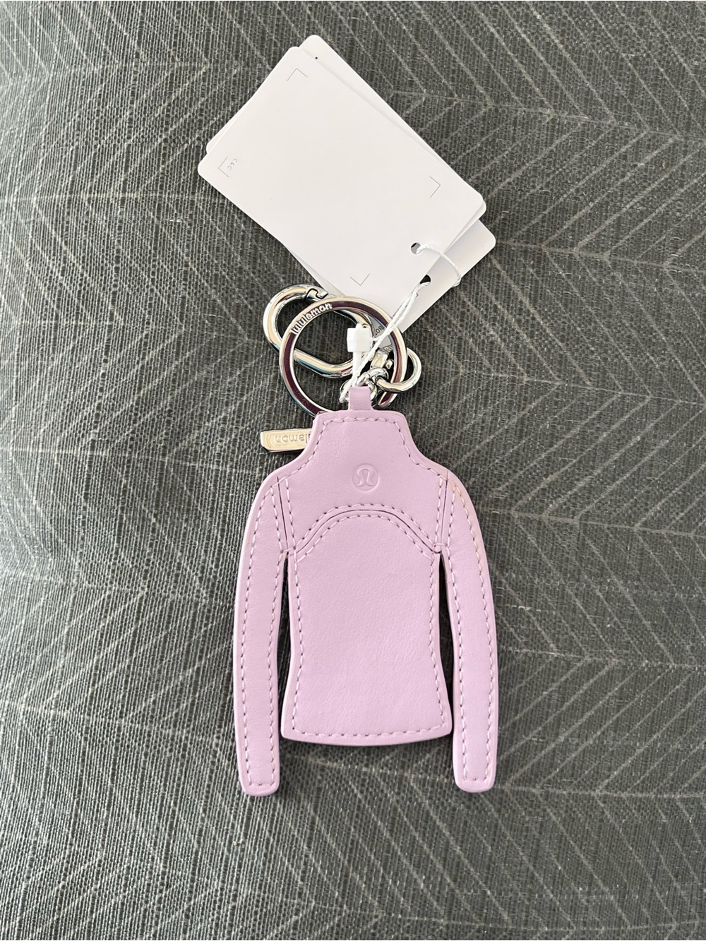 NWT Lululemon Lilac Scuba Jacket Keychain Accessory with Silver Hardware - Picture 3 of 3